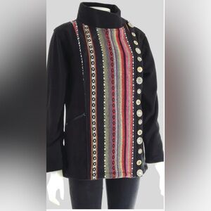 Leopards and Roses Short Fleece/Gheri Bone Button Jacket Size XL